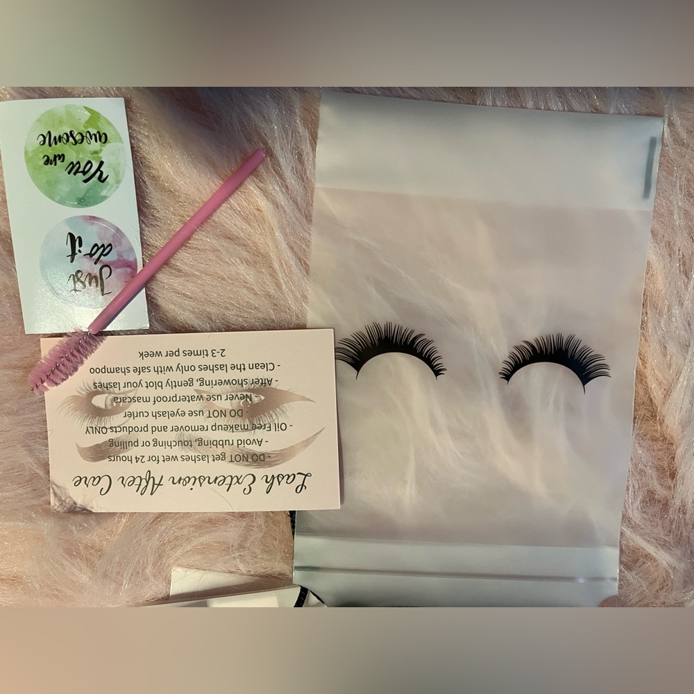 Eyelash Extension Lash Aftercare Instruction Cards 50 , Bags 50, Lash Brush 50